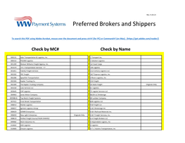 Preferred Brokers and Shippers