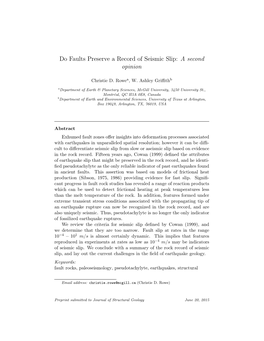 Do Faults Preserve a Record of Seismic Slip: a Second Opinion