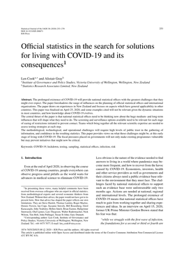 Official Statistics in the Search for Solutions for Living with COVID-19