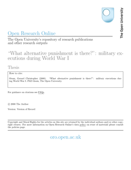 What Alternative Punishment Is There?”: Military Ex- Ecutions During World War I Thesis How to Cite