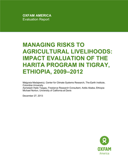 Managing Risks to Agricultural Livelihoods: Impact Evaluation of the Harita Program in Tigray, Ethiopia, 2009–2012