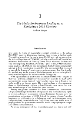 The Media Environment Leading up to Zimbabwe's 2008 Elections