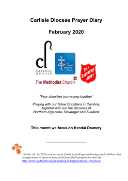 Carlisle Diocese Prayer Diary February 2020