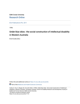 The Social Construction of Intellectual Disability in Western Australia