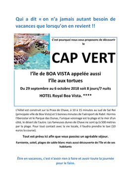 Escapade Au Cap Vert