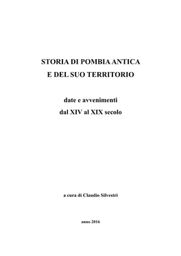 Storia Di Pombia Antica E Del Suo Territorio