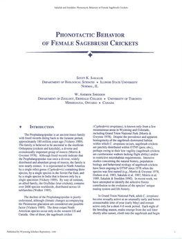 Phonotactic Behavior of Female Sagebrush Crickets