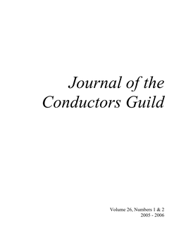 Journal of the Conductors Guild