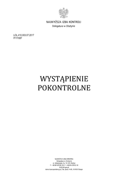 Wystąpienie Pokontrolne