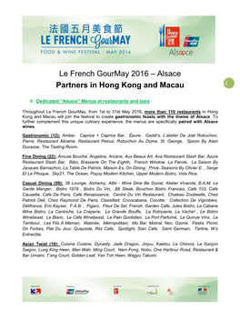 Le French Gourmay 2016 – Alsace Partners in Hong Kong and Macau 1