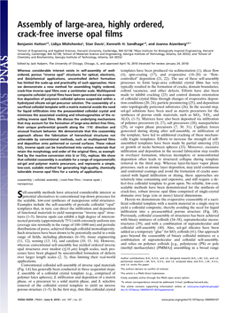 Assembly of Large-Area, Highly Ordered, Crack-Free Inverse Opal Films