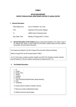 Form 1 Situation Report