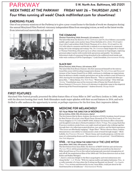 Four Titles Running All Week! Check Mdfilmfest.Com for Showtimes!