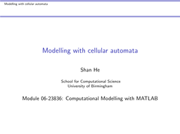 Modelling with Cellular Automata