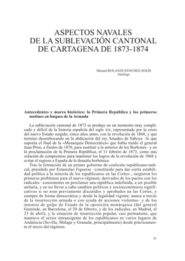 Aspectos Navales De La Sublevación Cantonal De Cartagena De 1873-1874