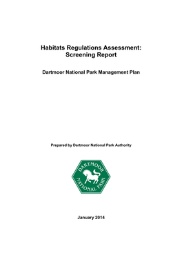 Habitats Regulations Assessment: Screening Report