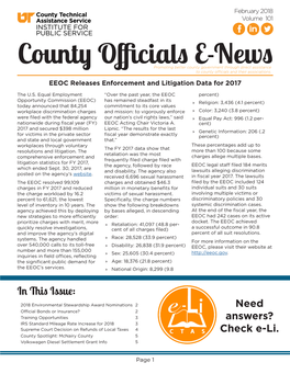 County Officials E-News | February 2018 | Volume 101