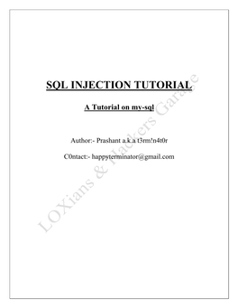 Sql Injection Tutorial