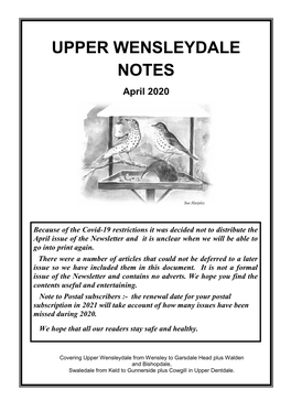 Upper Wensleydale Notes