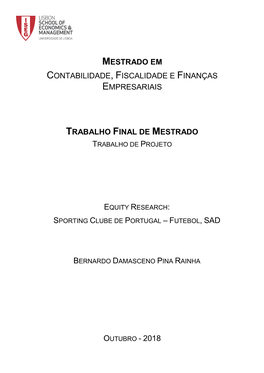 Mestrado Em Contabilidade, Fiscalidade E Finanças Empresariais