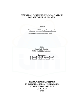 Pemikiran Dakwah Muhammad Abduh Dalam Tafsir Al-Manâr