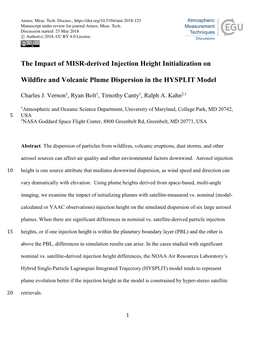 The Impact of MISR-Derived Injection Height Initialization on Wildfire And