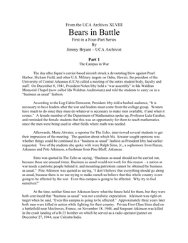 From the UCA Archives XLVIII Bears in Battle First in a Four-Part Series by Jimmy Bryant – UCA Archivist