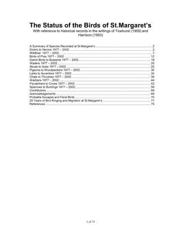 The Status of the Birds of St.Margaret's