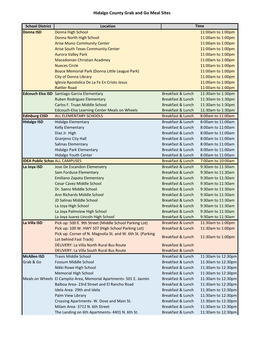 Hidalgo County Grab and Go Meal Sites