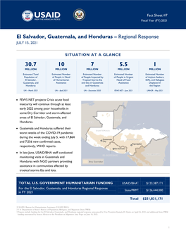 El Salvador, Guatemala, and Honduras – Regional Response JULY 15, 2021