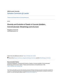 Diversity and Evolution of Seeds in Cuscuta (Dodders, Convolvulaceae): Morphology and Structure