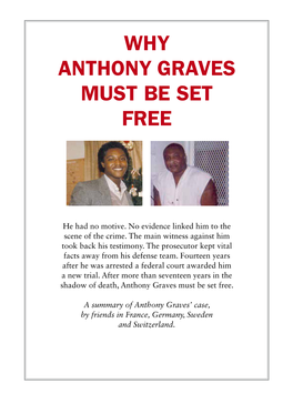 Why Anthony Graves Must Be Set Free