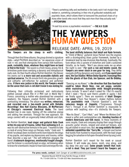 THE YAWPERS HUMAN QUESTION RELEASE DATE: APRIL 19, 2019 the Yawpers Are the Sheep in Wolf’S Clothing
