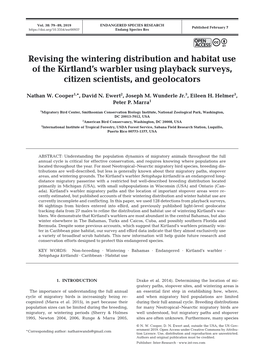 Revising the Wintering Distribution and Habitat Use of the Kirtland's Warbler