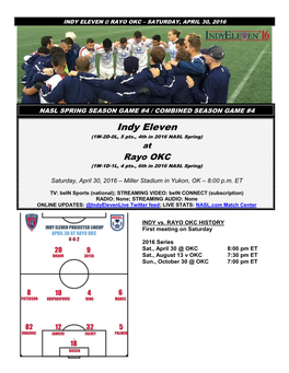 Indy Eleven Notes