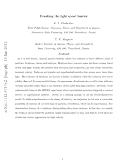 Arxiv:1112.4714V2 [Hep-Ph] 13 Jan 2012 Liero Eoiyapoce H Ih Velocity