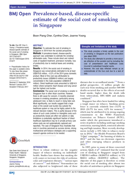 Prevalence-Based, Disease-Specific Estimate of the Social Cost of Smoking in Singapore