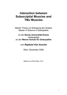 Interaction Between Suboccipital Muscles and TMJ Muscles