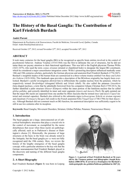 The History of the Basal Ganglia: the Contribution of Karl Friedrich Burdach