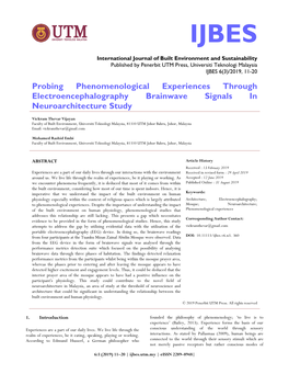 Probing Phenomenological Experiences Through Electroencephalography Brainwave Signals in Neuroarchitecture Study