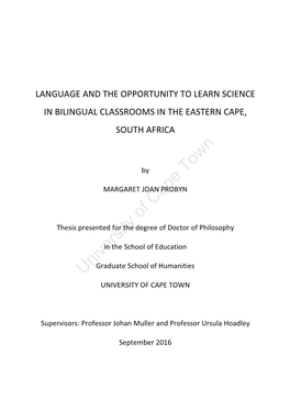 Language and the Opportunity to Learn Science in Bilingual Classrooms in the Eastern Cape, South Africa