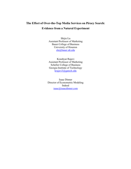 The Effect of Over-The-Top Media Services on Piracy Search: Evidence from a Natural Experiment