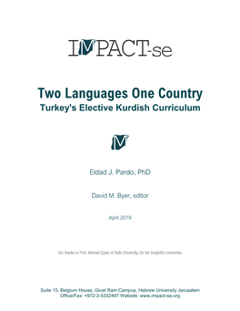 TWO LANGUAGES ONE COUNTRY: Turkey's Elective