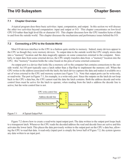 The I/O Subsystem Chapter Seven