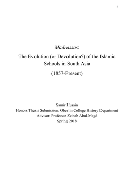 Of the Islamic Schools in South Asia (1857-Present)