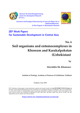 Uzbekistan/Khorezm: a Pilot Program in Development Research