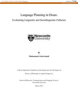 Language Planning in Oman: Evaluating Linguistic and Sociolinguistic Fallacies