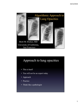 Approach to Lung Opacities