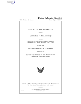 Union Calendar No. 610 106Th Congress 2D Session – – – – – – – – – – – – – House Report 106–1048