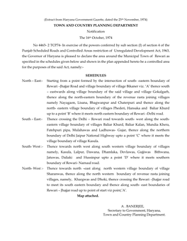 Eract from Haryana Government Gazette, Dated The